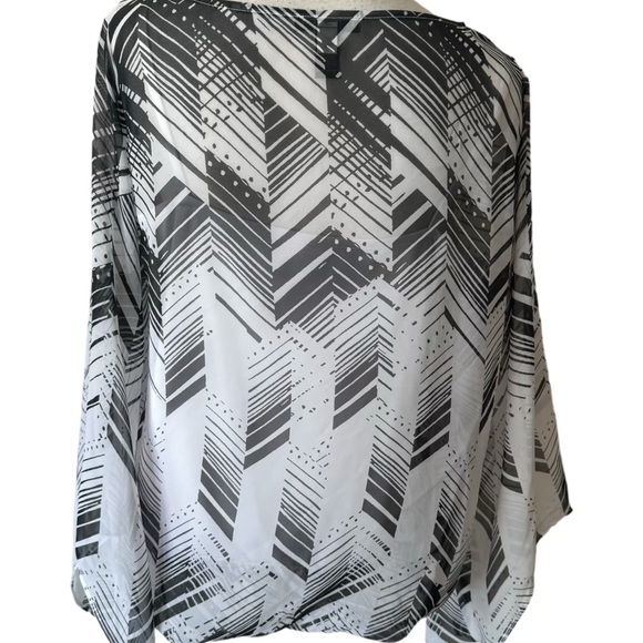 * ❤️ALFANI PRINT BLOUSE W/ATTACHED CAMI & SLEEVE DETAIL LARGE - Picture 4 of 9